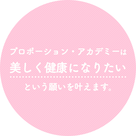 プロポーション・アカデミーは美しく健康になりたいという願いを叶えます。
